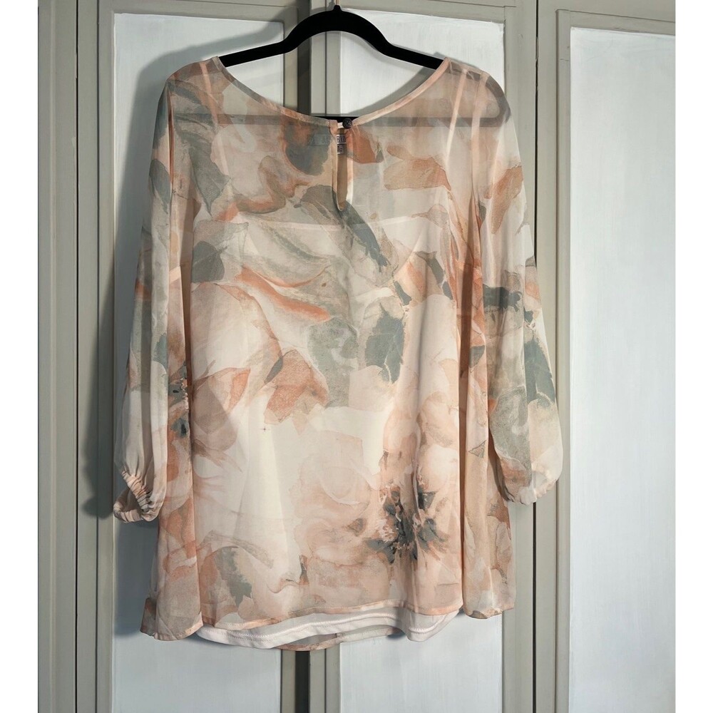 Jennifer Lopez Floral Silky Blouse; Size 1X